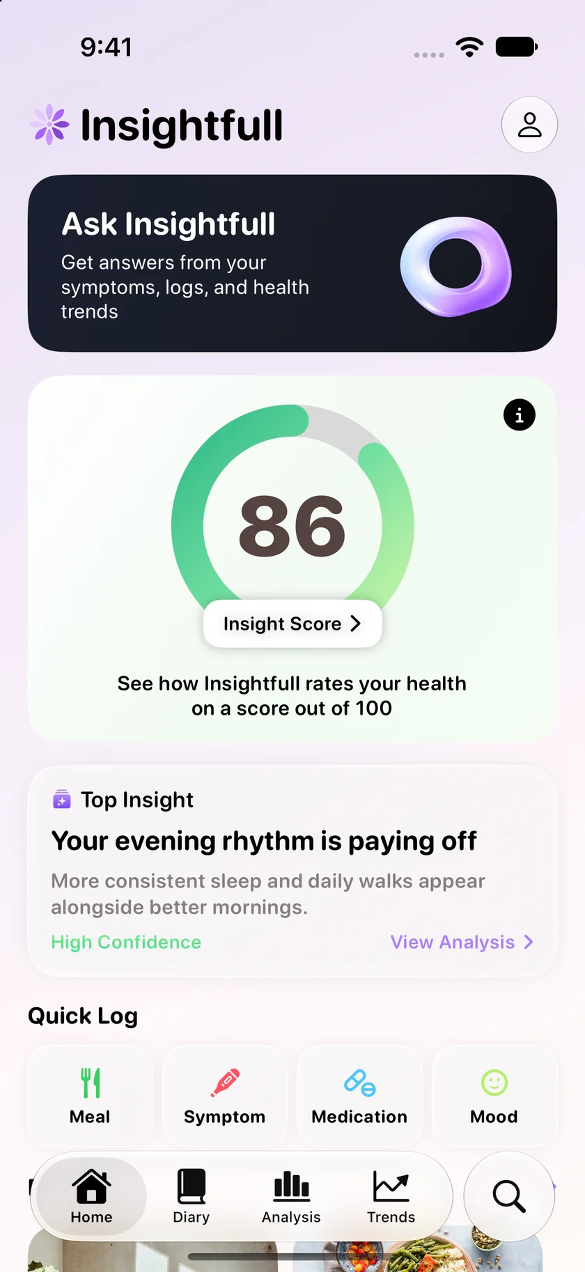 insightfull dashboard on iphone 17 pro with example data